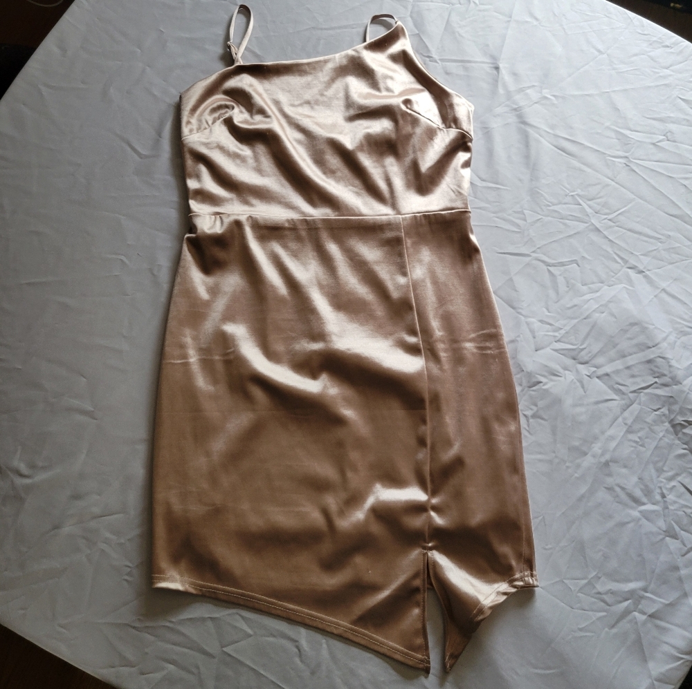 Trac Tan Asymmetrical Slip Dress